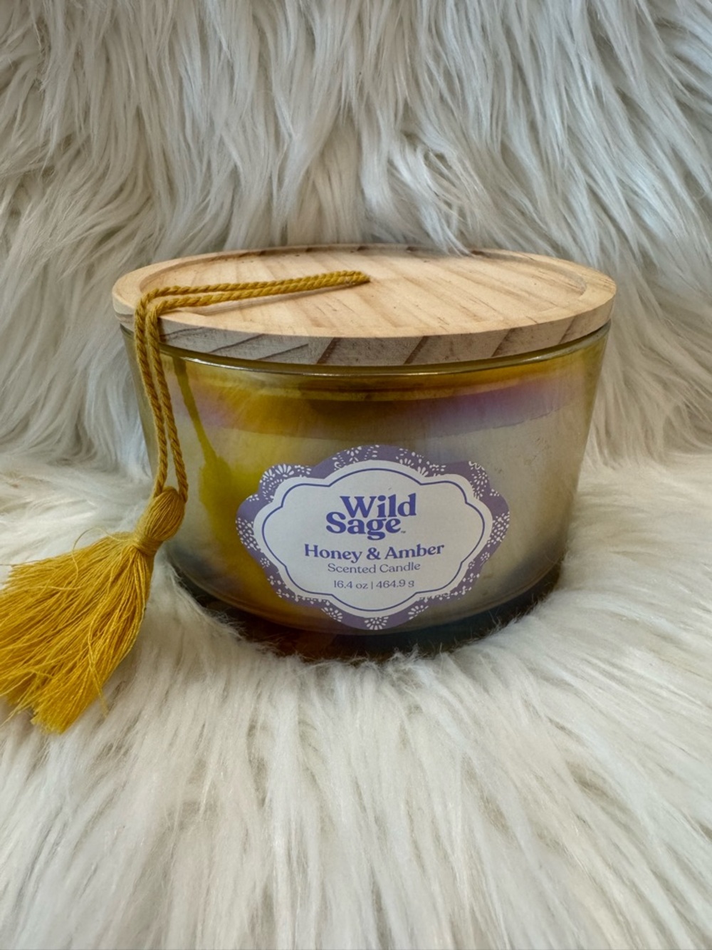 New Wild Sage Honey and Amber 3-Wick Scented Candle 16.4 Oz